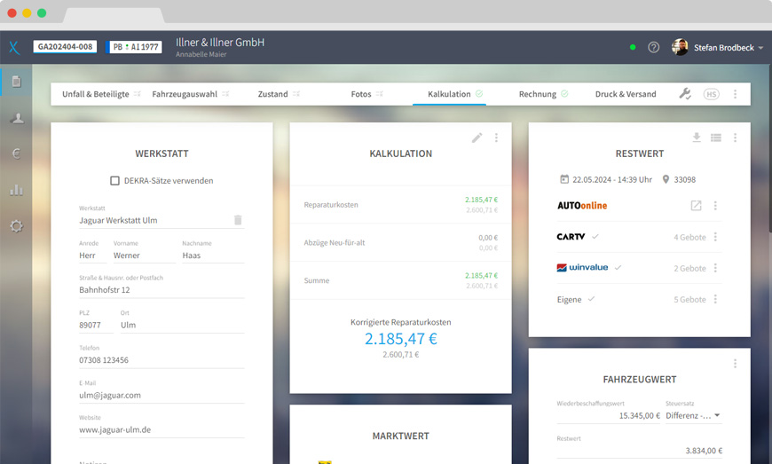 Screenshot Kalkulation